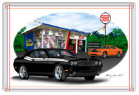Dodge Challenger Black Garage Art Metal Sign By Rudy Edwards  12x18