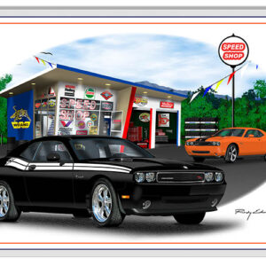 Dodge Challenger Black Garage Art Metal Sign By Rudy Edwards  12x18