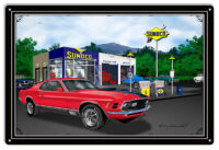 Mustang Car Red Garage Art Metal Sign By Rudy Edwards 12x18