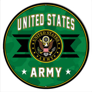 U.S. Army Military Eagle Metal Sign By Rudy Edwards 14x14 Round