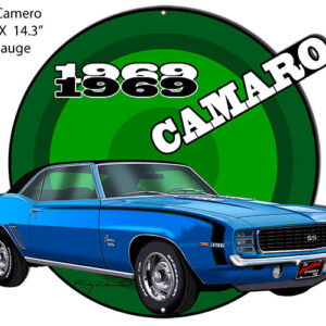Camaro1969 Blue Hot Rod Cut Out Metal Sign By Rudy Edwards 14.3x18.5