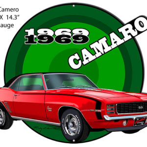 Camaro1969 Red Hot Rod Cut Out Metal Sign By Rudy Edwards 14.3x18.5