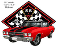 SS Chevelle Red Car Cut Out Metal Sign By Rudy Edwards 15.2x18.5