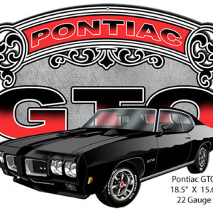Pontiac GTO Black Cut Out Garage Metal Sign By Rudy Edwards 15.6x18.5