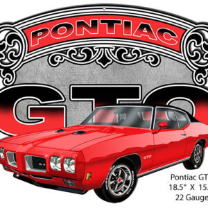 Pontiac GTO Red Cut Out Garage Metal Sign By Rudy Edwards 15.6x18.5