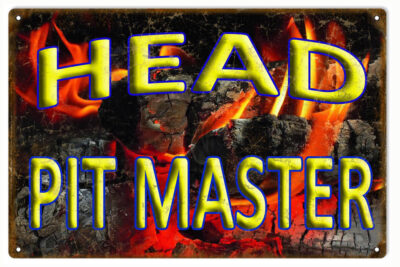 BBQ Grill Head Pit Master Reproduction Nostalgic Metal Sign 18"x30"