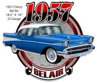 Chevy Bel Air Blue Laser  Cut Out Metal Sign By Rudy Edwards 16x18.5