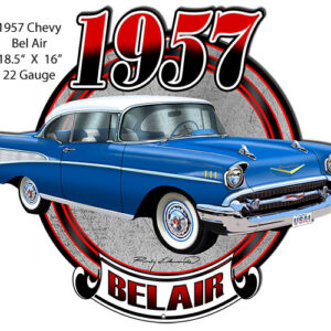 Chevy Bel Air Blue Laser  Cut Out Metal Sign By Rudy Edwards 16x18.5