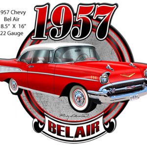 Chevy Bel Air Red Laser  Cut Out Metal Sign By Rudy Edwards 16x18.5