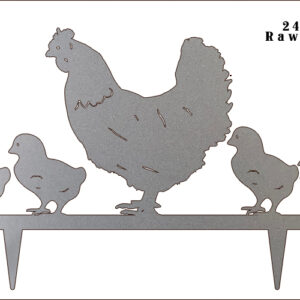 Hen With Chickens Laser Cut Out Raw Steel Metal Sign 15x24