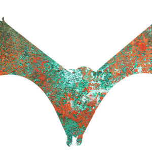 Bat Laser Cut Out Faux Patina Wall Decor Metal Sign 8.1x19.2