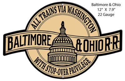 Baltimore Ohio RR Cut Out Railroad Herald Metal Sign 7.9x12