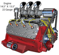 Hot Rod Engine Red Cut Out By Rudy Edwards Metal Sign 13.5x14.5