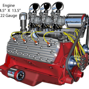 Hot Rod Engine Red Cut Out By Rudy Edwards Metal Sign 13.5x14.5