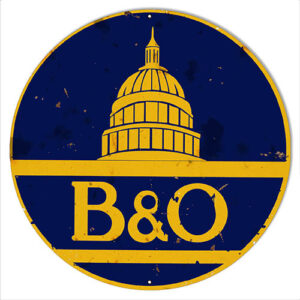 B & O Herald Reproduction Railroad Metal Sign 24x24 Round