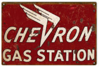 Chevron Gas Station Reproduction Garage Shop Metal Sign 18"x30"