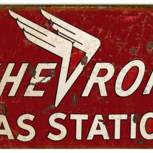 Chevron Gas Station Reproduction Garage Shop Metal Sign 18"x30"