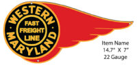 Western Maryland Cut Out Reproduction Railroad Metal Sign 7x14.7