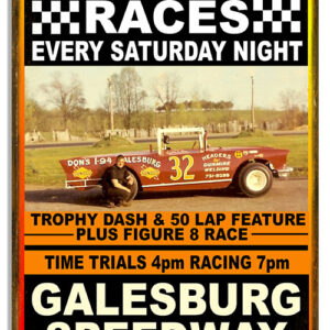 Galesburg Car Races Reproduction Motor Speedway Metal Sign 18x30