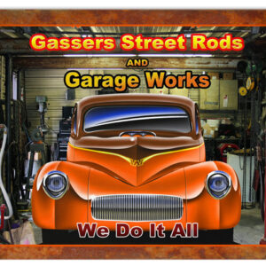 Gassers Street Hot Rod Reproduction Garage Shop Metal Sign 18"x30"