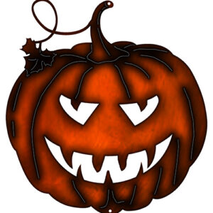 Jack O Lantern Cut Out Fax Copper Finish Metal Sign 9.8x10.5