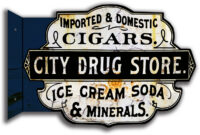 City Drug Store Flange Sign Country Ad 13.2"x20" Metal Cut Out Reproduction RVG1424FS