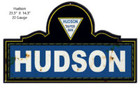 Hudson Super Six Vintage Metal Cut Out Sign Aged Looking Garage Shop Art RVG1489S