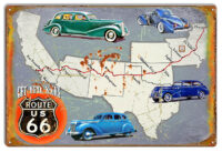 Get Your Kicks On Route 66 Metal Map Sign By Phil Hamilton 12x18 RVG1498