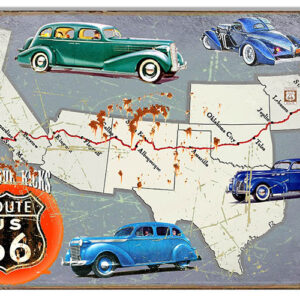 Get Your Kicks On Route 66 Metal Map Sign By Phil Hamilton 12x18 RVG1498