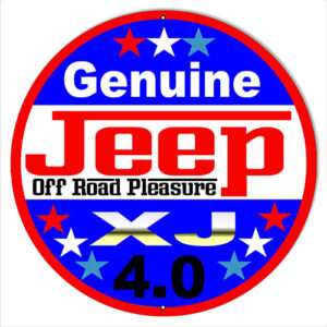 Genuine Jeep XJ  Off Road Pleasure  Reproduction Round Metal Sign Garage Art  RVG1509