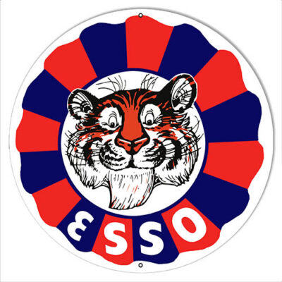 Esso Tiger Gas And Motor Oil Garage Art Reproduction Metal Sign 4 Sizes Round RVG1547