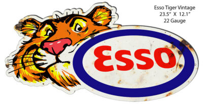 Esso Tiger Gas And Motor Oil Laser Cut Out Vintage Metal Sign