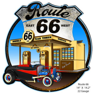 Route 66 Gas Station Hot Rod Sign