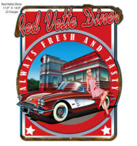 Corvette Red Vette Diner Metal Cut Out Sign Pin Up Girl By Bernard Oliver RVG1613S