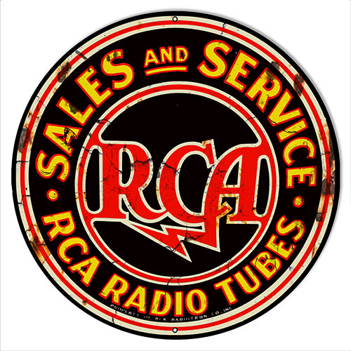 RCA Radio Tubes Sales & Service Reproduction Round Metal Sign 4 Sizes