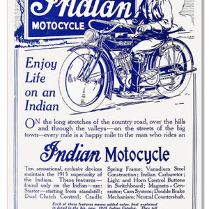 1915 Indian Motorcycle Advertisement Reproduction Metal Sign