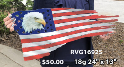 American Flag With Eagle Laser Cut Out On 18g Metal RVG1692S