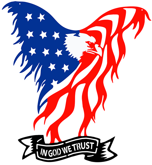Eagle Cut Out Flag In God We Trust