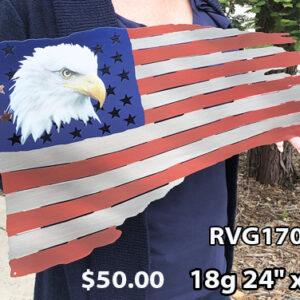 American Flag With Eagle Laser Cut Out Metal RVG1700S