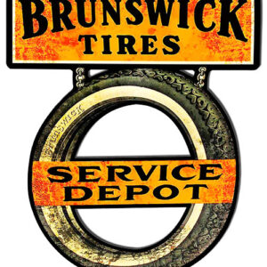 Brunswick Tires Service Depot Reproduction Laser Cut Out Metal Sign 17.3x20