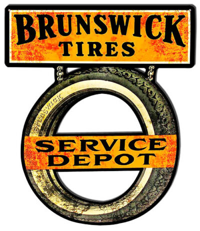 Brunswick Tires Service Depot Reproduction Laser Cut Out Metal Sign 17.3x20