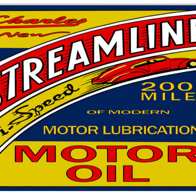 Charley Streamline Motor Oil Reproduction Gas Station Metal Sign 18"x30"