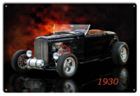 1930 Ford Coupe Hot Rod  Classic Car Metal Sign By Artist Bob Kramer RVG1809