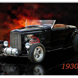 1930 Ford Coupe Hot Rod  Classic Car Metal Sign By Artist Bob Kramer RVG1809