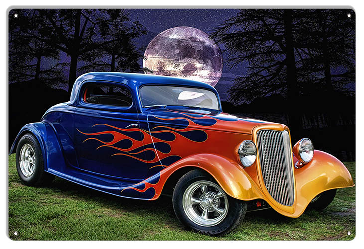 Ford Hot Rod Garage Shop Art Metal Sign By Artist Bob Kramer 12x18 RVG1813