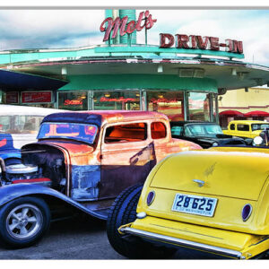 An Afternoon Cruisin At Mels Diner Hot Rod & Classic Cars By Artist Bob Kramer 12x18 RVG1815