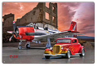 T28 Aircraft  |Classic Hot Rod Metal Sign By Artist Bob Kramer 12x18 RVG1834