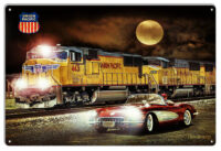 Union Pacific Railway Metal Sign Classic Corvette By Artist Bob Kramer 12x18 RVG1836