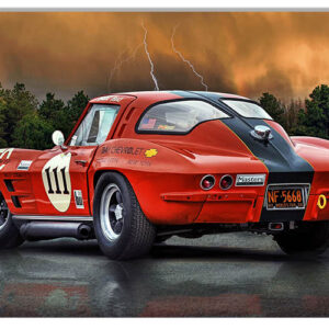 Vintage Corvette Hot Rod Sports Car  Metal Sign By Artist Bob Kramer 12x18 RVG1842