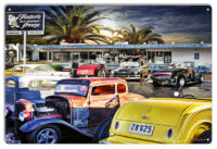 Classic Hot Rod Cars At Fosters Freeze Metal Sign By Artist Bob Kramer 12x18 RVG1849